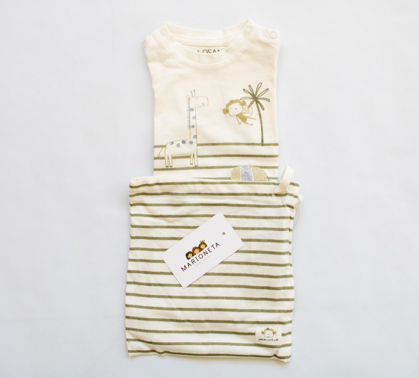 Pelele de algodon color crudo con estampado al frente para bebe nino Losan 3 6 MESES