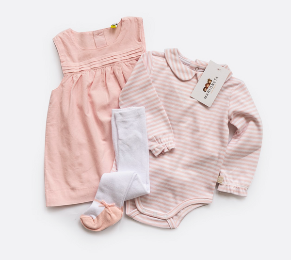 Conjunto tres piezas blusa jumper color rosita y mayas para bebe nina LOSAN Marioneta moda
