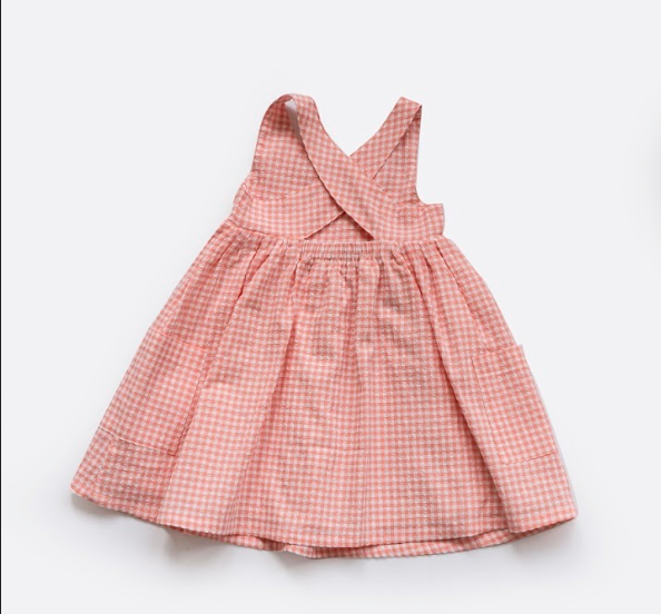 Vestido sin mangas de cuadros color rosa salmon para ni a LOSAN