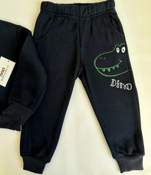 Pants dos piezas estampado de dinosaurio color azul marino para niño Mexicano