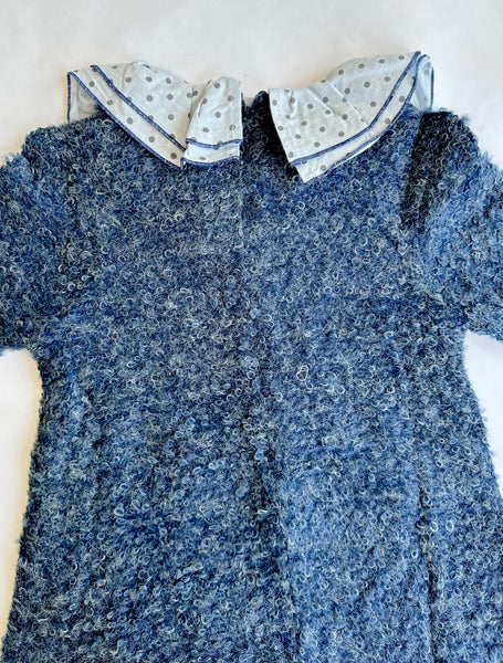 Vestido marino con volante al cuello color blanco con puntos azules para niña | Dadati