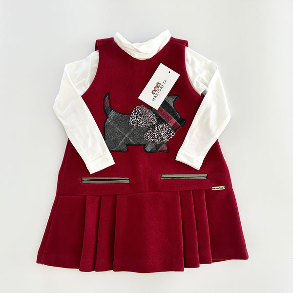 Jumper color tinto con estampado al frente de perrito para niña.