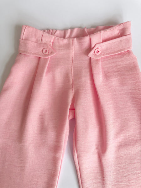 Conjunto tres piezas pantalon, top de tirantes y chaqueta color rosa para niña | mexicana