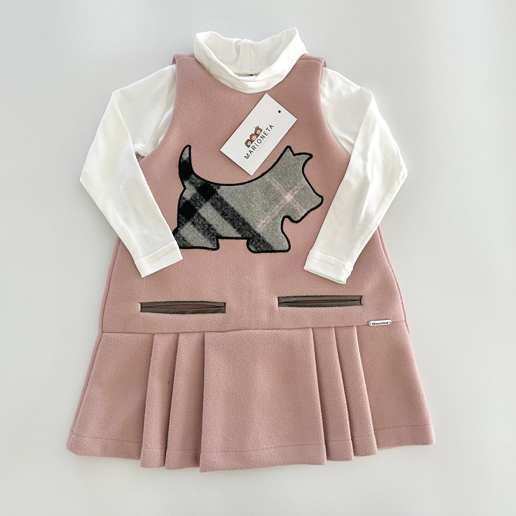 Jumper color palo de rosa con estampado de perrito al frente para niña