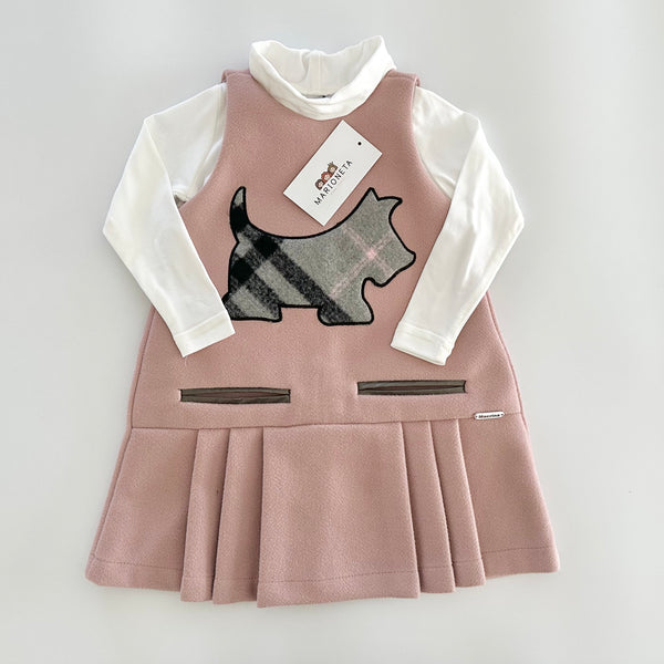 Jumper color palo de rosa con estampado de perrito al frente para niña