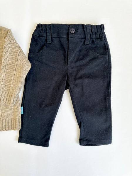 Conjunto dos piezas sueter cafe y pantalon marino para bebe niño |