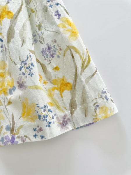 Vestido jesucito bordado hecho a mano floreado amarillo con lila para niña|