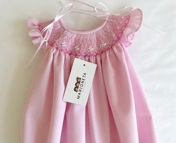 Pañalero bordado hecho a mano color rosa para bebe niña | CARPI