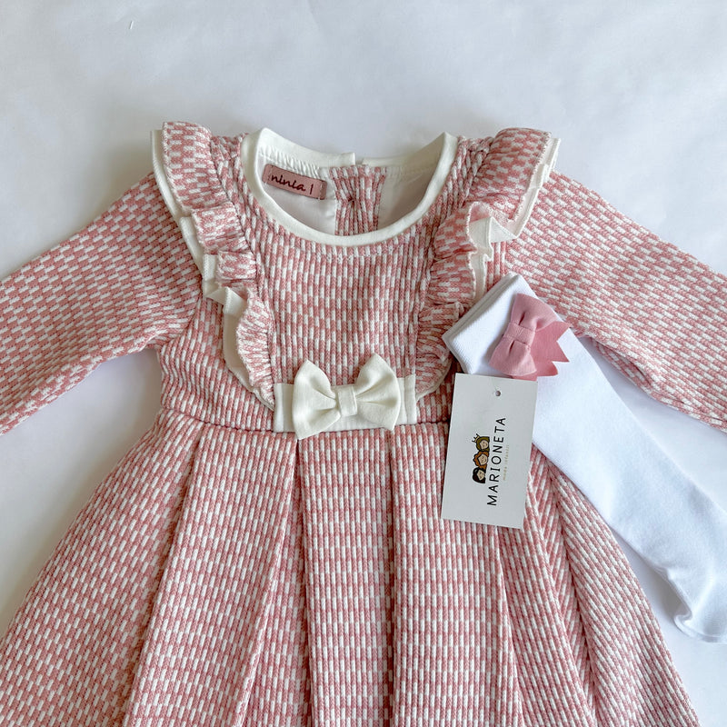 Vestido para niña color rosa con estampado| Mexicano lo lo