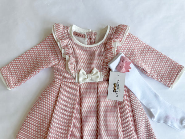 Vestido para niña color rosa con estampado| Mexicano lo lo