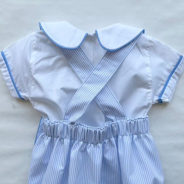 Conjunto de pañalero a rayas y camisa blanca para bebe niño | mexicano