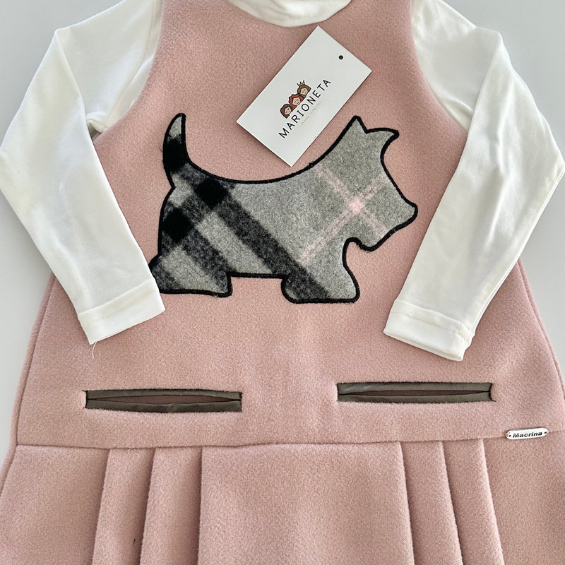 Jumper color palo de rosa con estampado de perrito al frente para niña