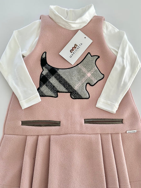 Jumper color palo de rosa con estampado de perrito al frente para niña