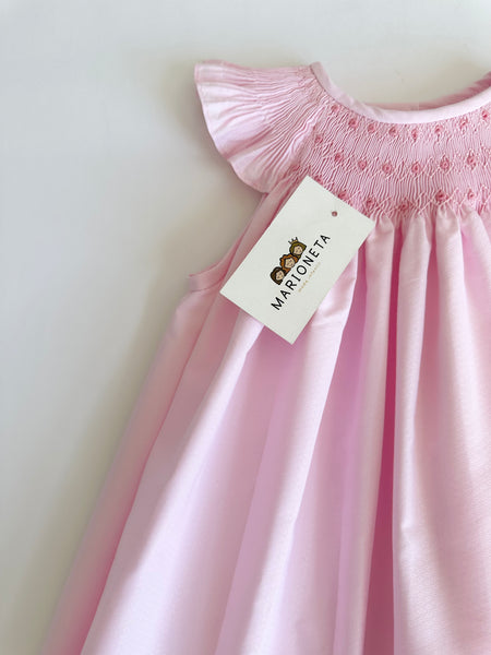 Jesucito bordado hecho a mano color rosa,  con bordado rosa para niña |  CARPI