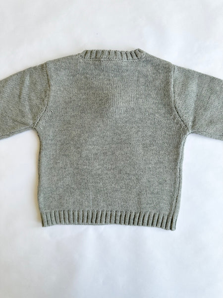 Sueter gris con adorno de patito y pompom al frente para bebe niño | Dadati lo