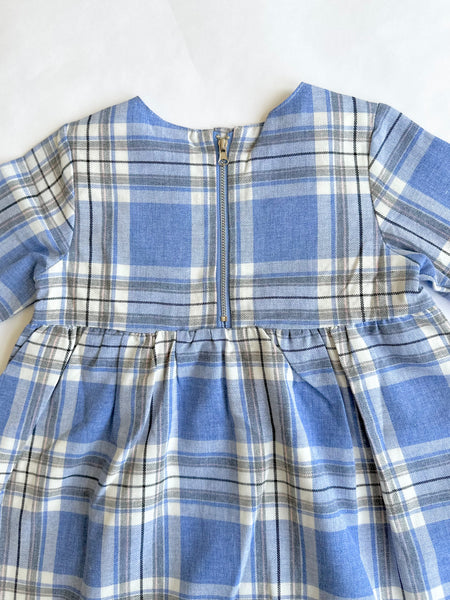 Vestido cuadros azules manga larga para niña | newness