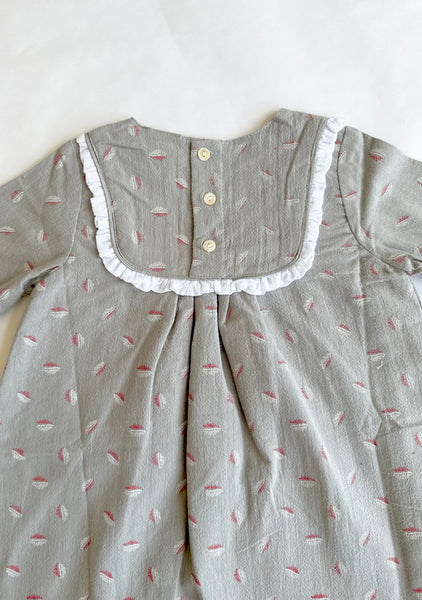 Vestido  con estampado de hojas manga francesa con volante en puño para niña | Newness