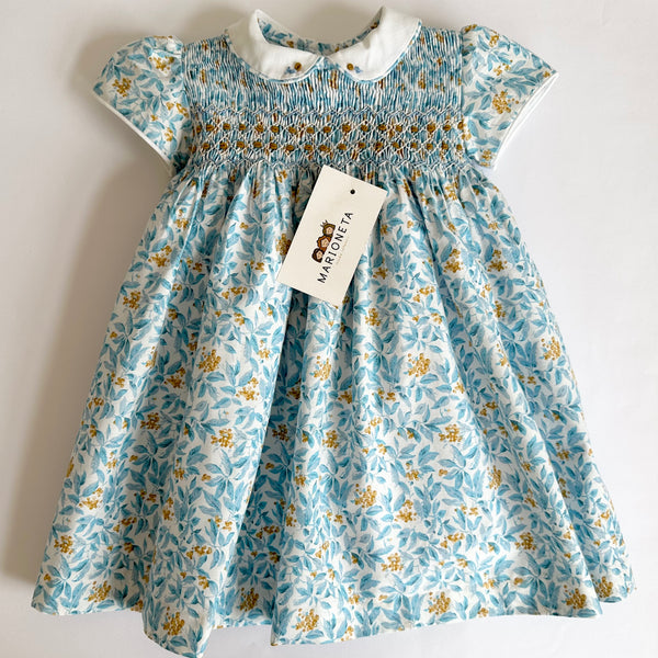 Vestido bordado hecho a mano con estampado de flores amarillas manga corta para niña|