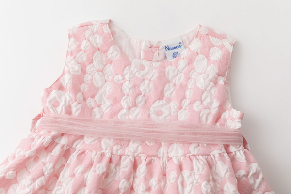 Vestido de fiesta color rosa estampado con braguita para bebe niña | newness