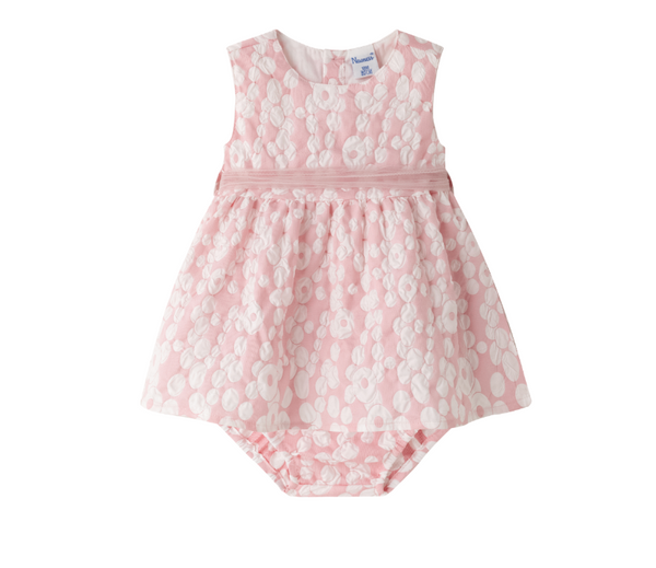 Vestido de fiesta color rosa estampado con braguita para bebe niña | newness