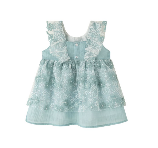 Vestido de fiesta color turquesa con braguita para bebe niña | Newness