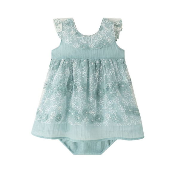 Vestido de fiesta color turquesa con braguita para bebe niña | Newness