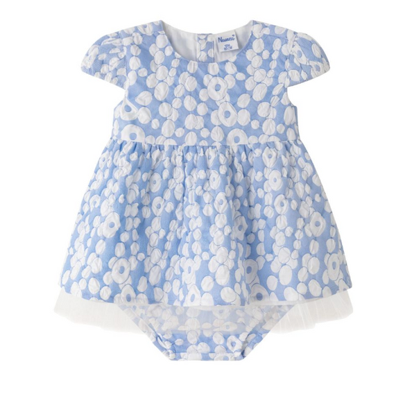 Vestido azul de fiesta con manga corta y braguita para bebe niña .  |. Newness