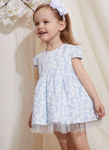 Vestido azul de fiesta con manga corta y braguita para bebe niña .  |. Newness