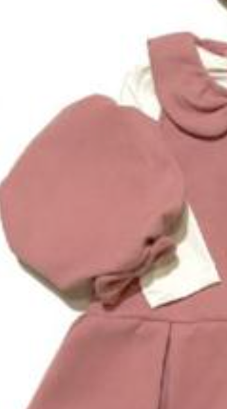 Jumper rosa o rojo con playera ivory y bonete del mismo color para niña | mexicana