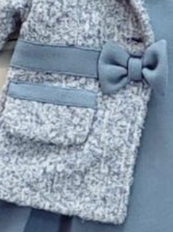 Vestido  color azul  y lazo al frente y juego de abrigo para niña |