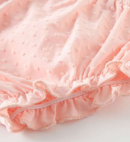 Vestido estampado color azul con rosita con lazo al frente y braguita en rosita para bebe niña | NEWNESS