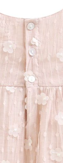 Vestido de fiesta color rosita bajito con aplicaciones de florecitas para niña | NEWNESS