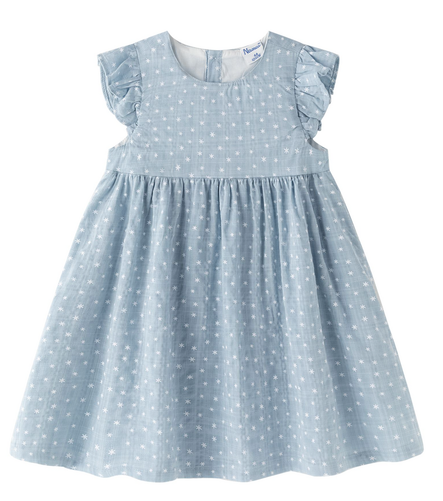 Vestido azul estampado con estrellas para niña | NEWNESS