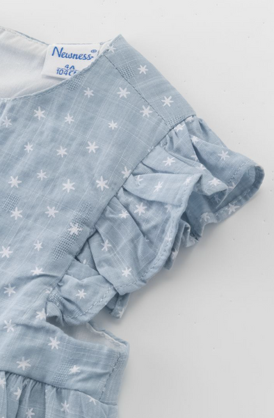 Vestido azul estampado con estrellas para niña | NEWNESS