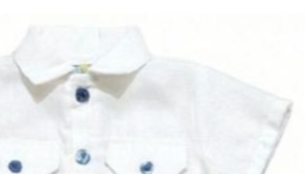 Conjunto tres piezas camisa blanca y short y gorra azul con rayas para bebe niño| MEXICANO