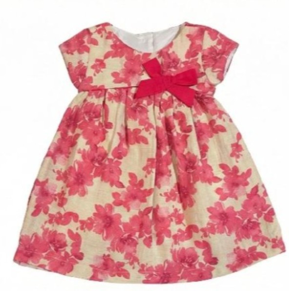 Vestido estampado de flores color rosa para bebe niña | MEXICANO