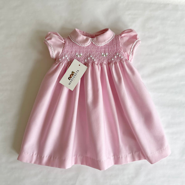 Vestido bordado hecho a mano color rosa para niña | CARPI