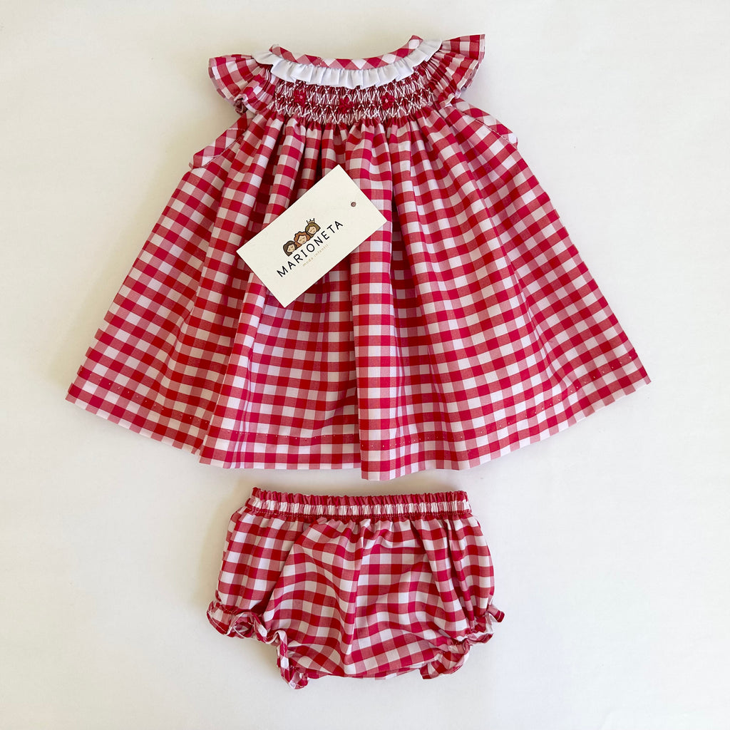 Bebé Niña Vestidos Con Tela De Cuadros ❤️ Vestido Bordado Hecho