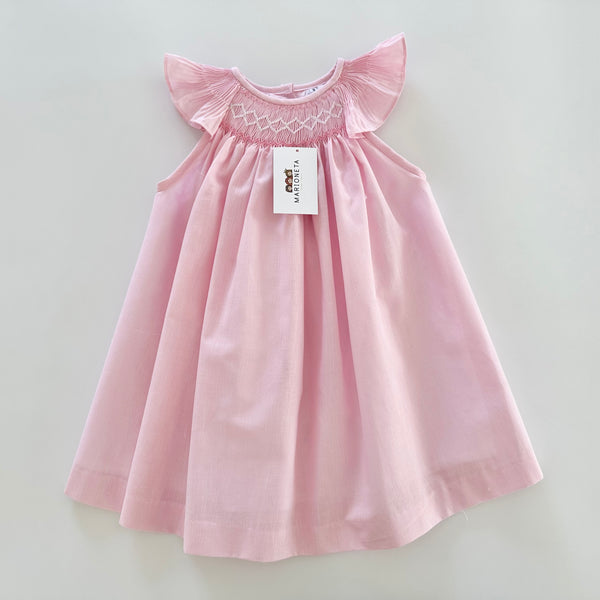 Vestido bordado jesucito hecho a mano color rosita para niña |