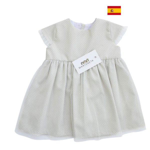 Vestido de tul color beige con lunares para niña| Tina y Mar