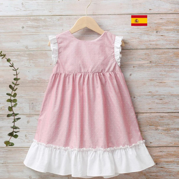 Vestido color rojo con moño blanco para niña | Dadati