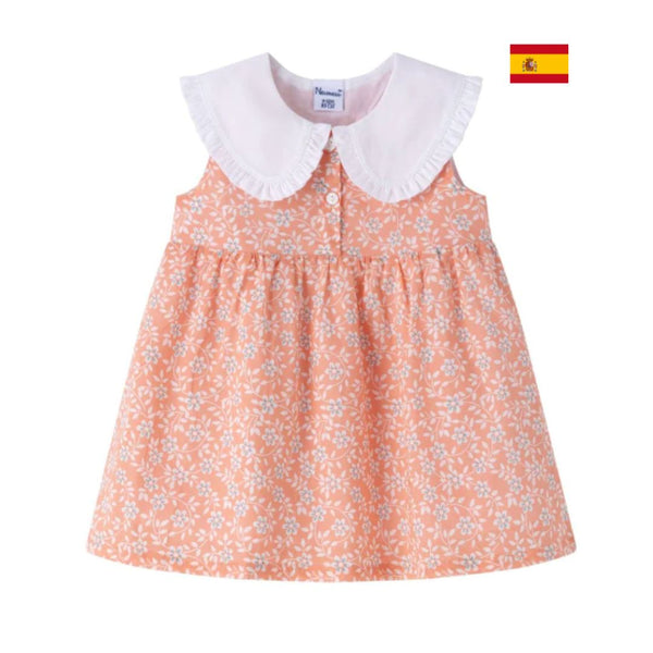 Vestido cuello blanco flores estampado para bebe niña | Newness