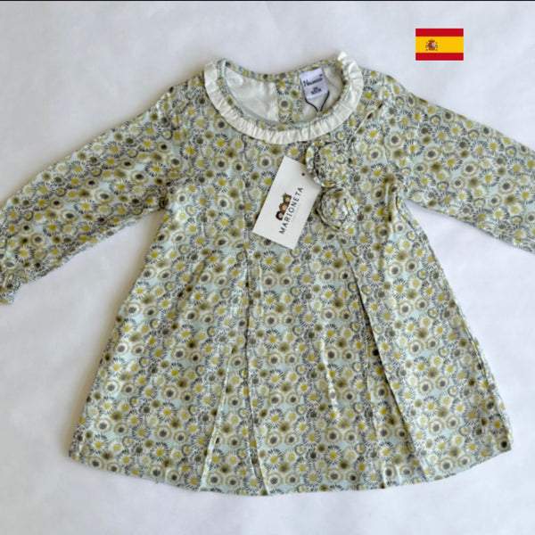 Vestido villala fluida  estampado con girasoles y rosas para niña | Newness