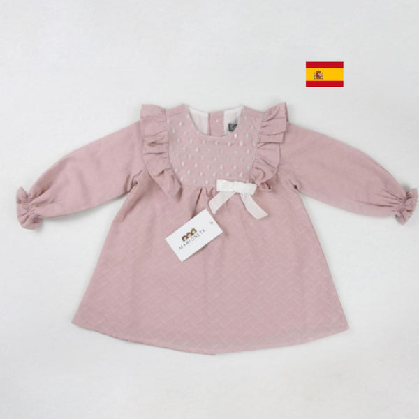 Vestido de color rosa con lunares para bebé/niña| Dadati