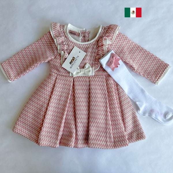 Vestido para niña color rosa con estampado| Mexicano lo lo