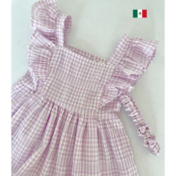 Vestido de niña color lila con diadema | Mexicano