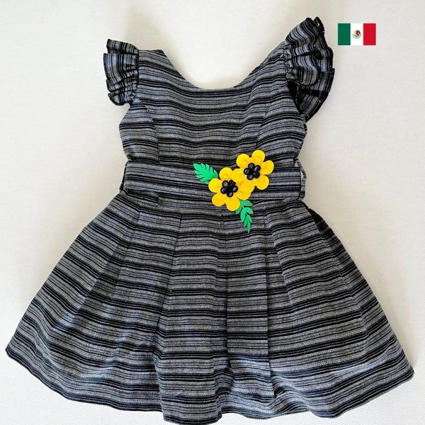 Vestido para niña color azul marino con sombrero | Mexicano