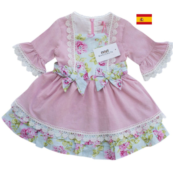 Vestido frances color rosa para niña| Newness