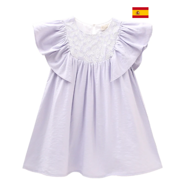 Vestido niña en lila con bordados blancos  | Dadati