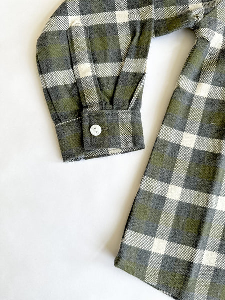 Camisa a cuadros con capucha forrada color verde olivo para niño | NEWNESS